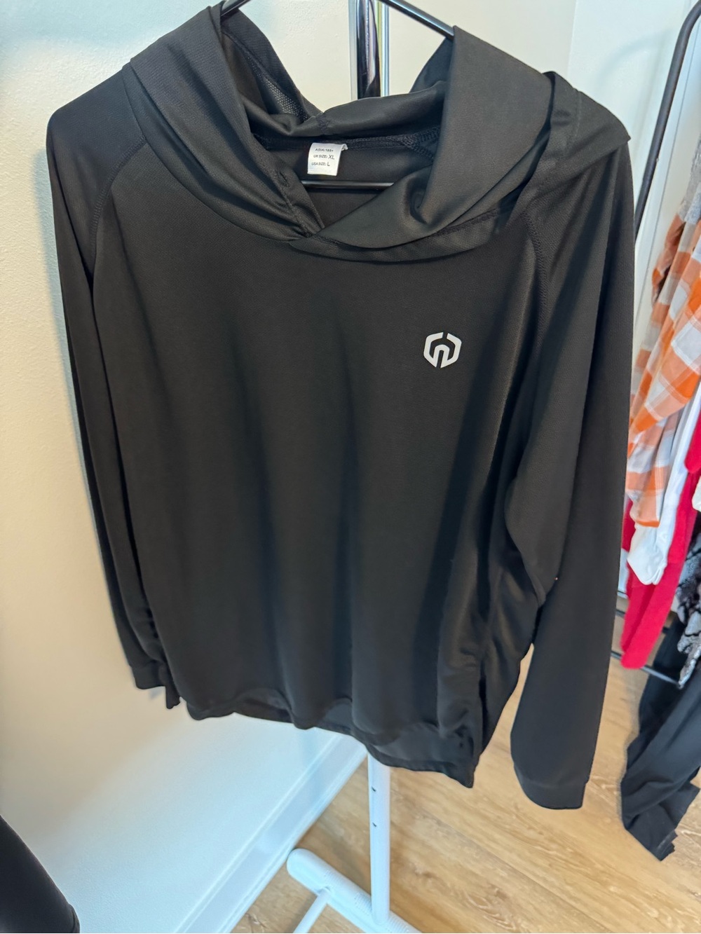 Mens Neleus Long Sleeve Classic Fit Hooded T-Shirt size Large Black
